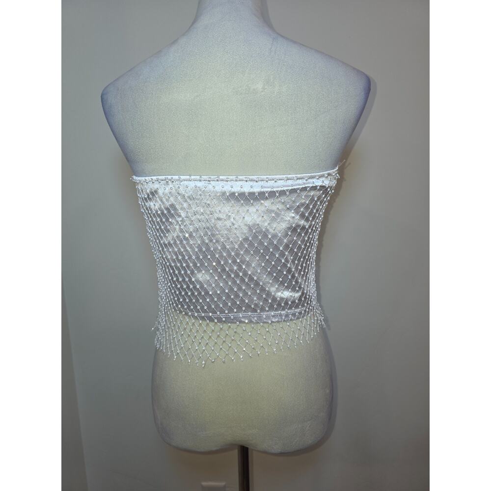 VTG Y2K Beaded Embellished Babydoll Tube Top Large Strapless - Picture 5 of 7